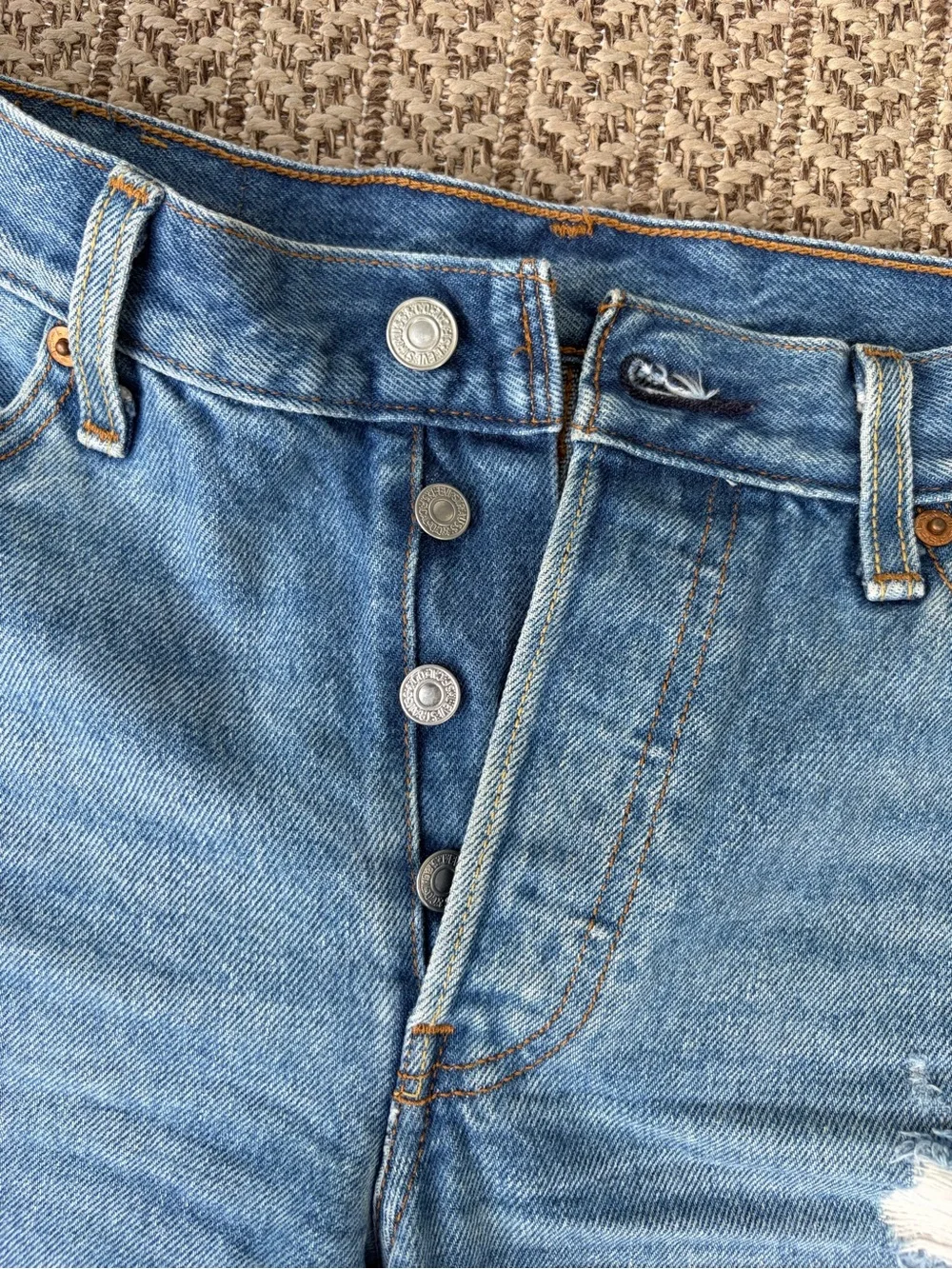 Levi’s 501® Button Fly High-Rise Rolled Denim Shorts